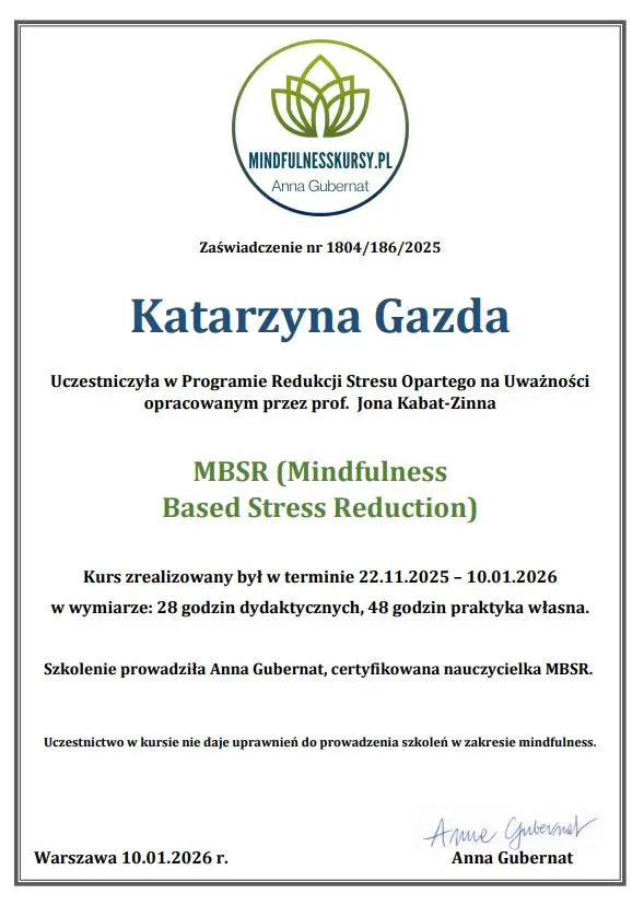 Certyfikat Psychologiczny 1