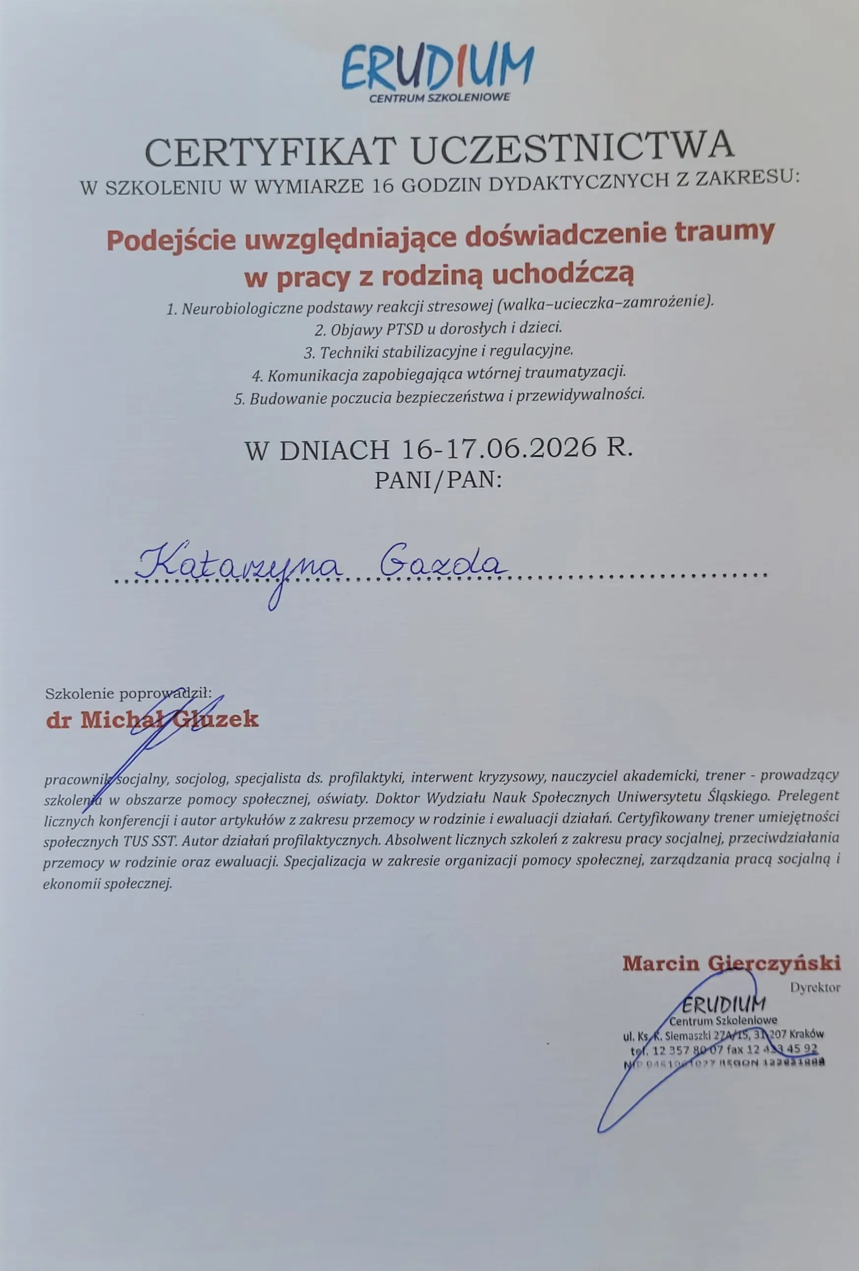 Certyfikat Psychologiczny 6