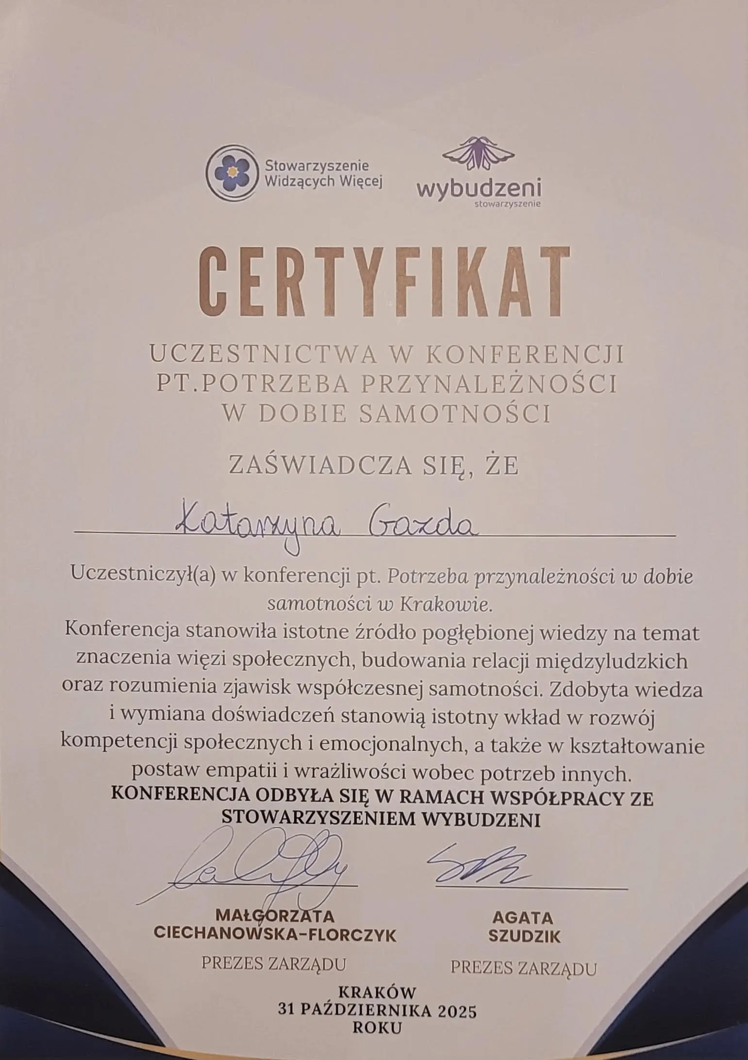 Certyfikat Psychologiczny 8